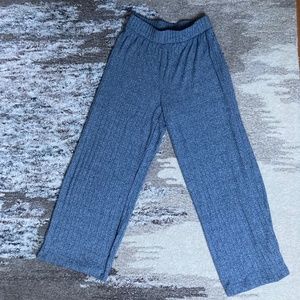 Grey Wide Leg Cropped Knit Pants